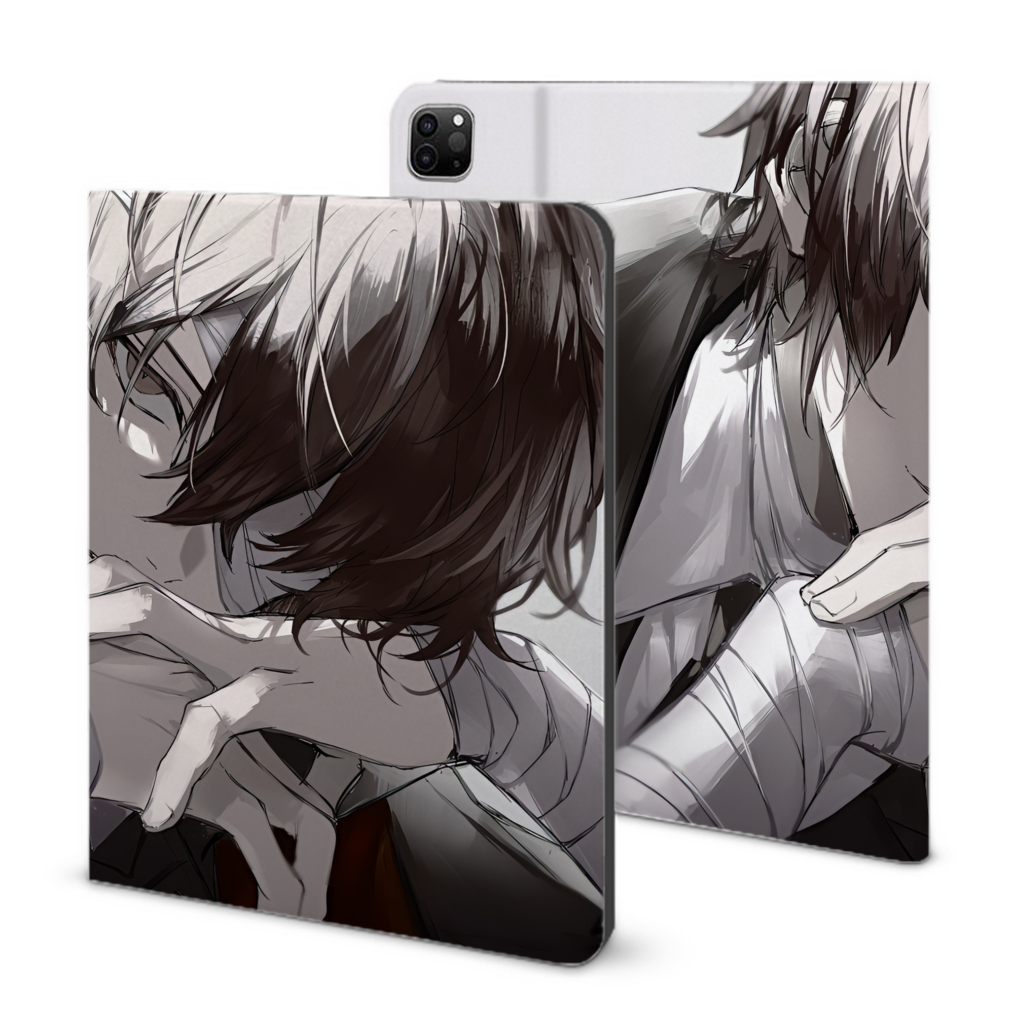 （画像用） 文豪ストレイドッグス Bungo Stray Dogs IPad ケース ブック型 PUレザー TPU 耐衝撃 軽量 薄型 ペン収納なし 全面保護 IPad 各モデル対応